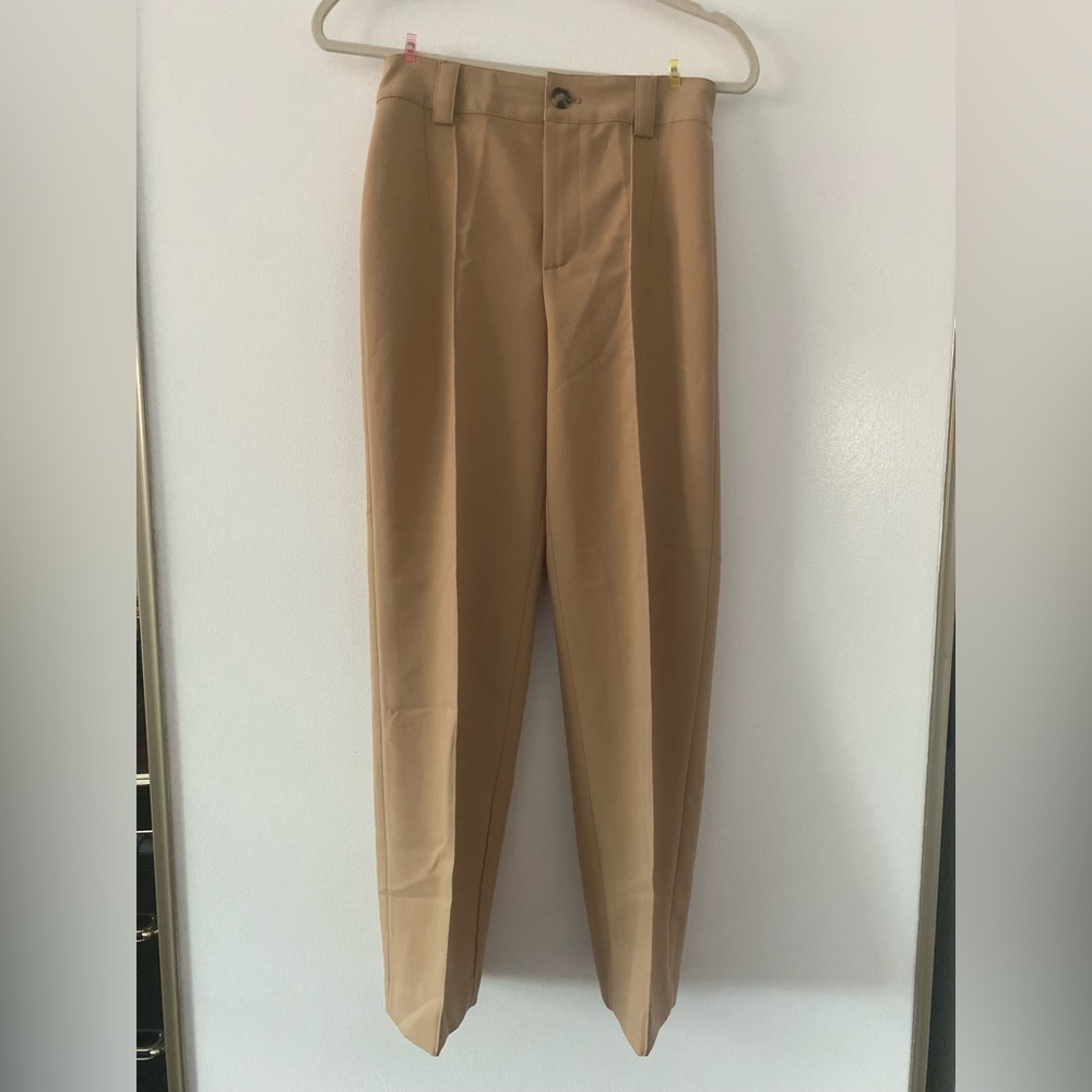 Zara high waisted straight tan pants